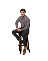 DARK BROWN WITH BLACK TRINGLE PRINT COTTON SHIRT